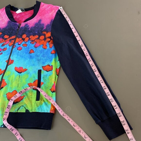 Simply Art By Dolcezza Womens M Jacket Stretch Abstract Print Zip Up Boho Pocket - Picture 11 of 12